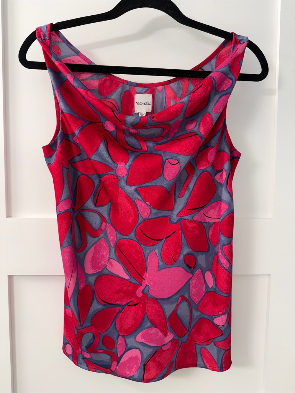 NIC+ZOE Scribble Blooms Crinkle Blouse